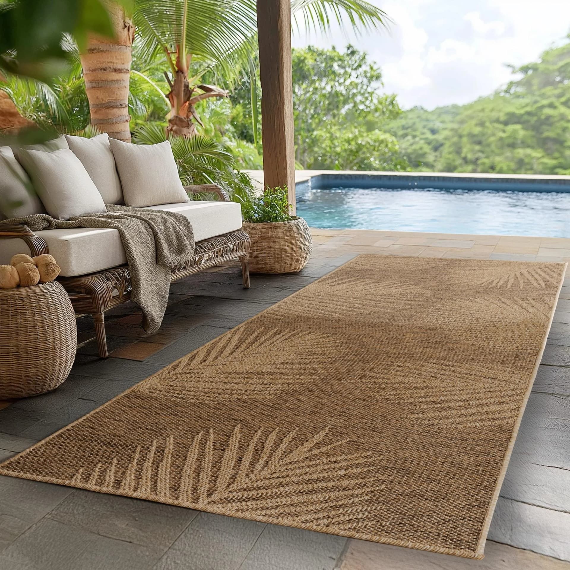 AYYILDIZ TEPPICHE Outdoorteppich Timber Braun Jute-Look