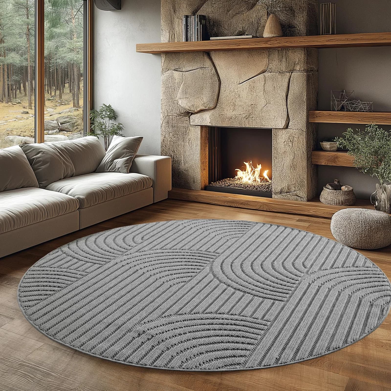 AYYILDIZ TEPPICHE HELIX 2201 Teppich Rund Silber 80cm