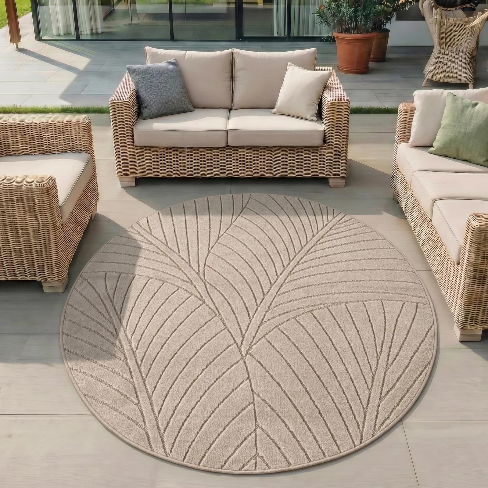 AYYILDIZ TEPPICHE Outdoorteppich NOVA 1203 Beige Rund