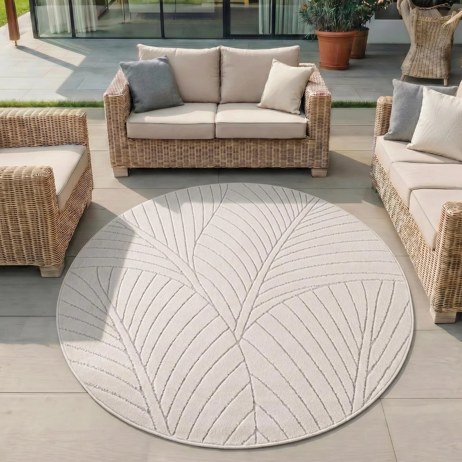 AYYILDIZ TEPPICHE NOVA 1203 Outdoorteppich Creme Relief-Design