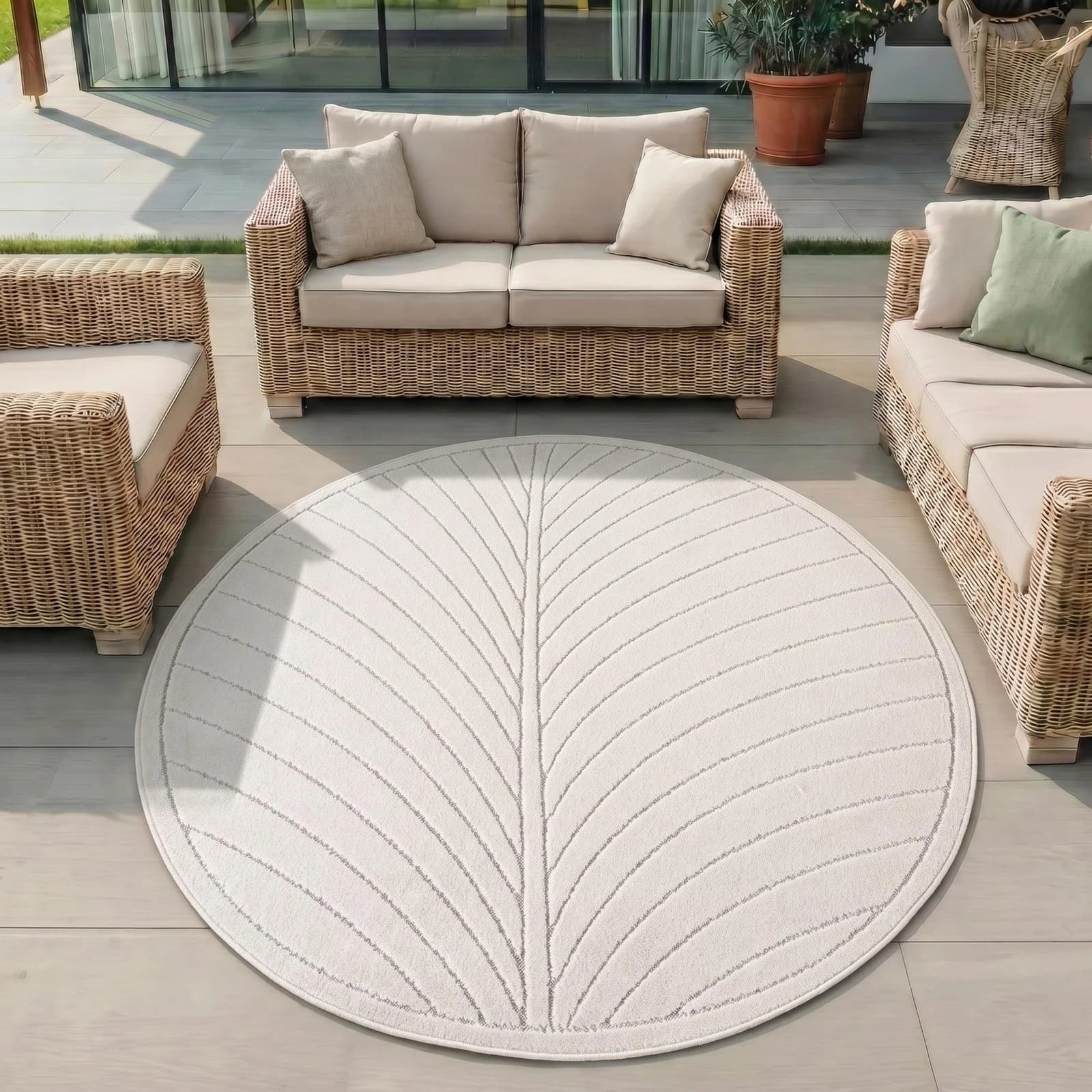 Outdoorteppich NOVA 1204 Rund Creme Polypropylen