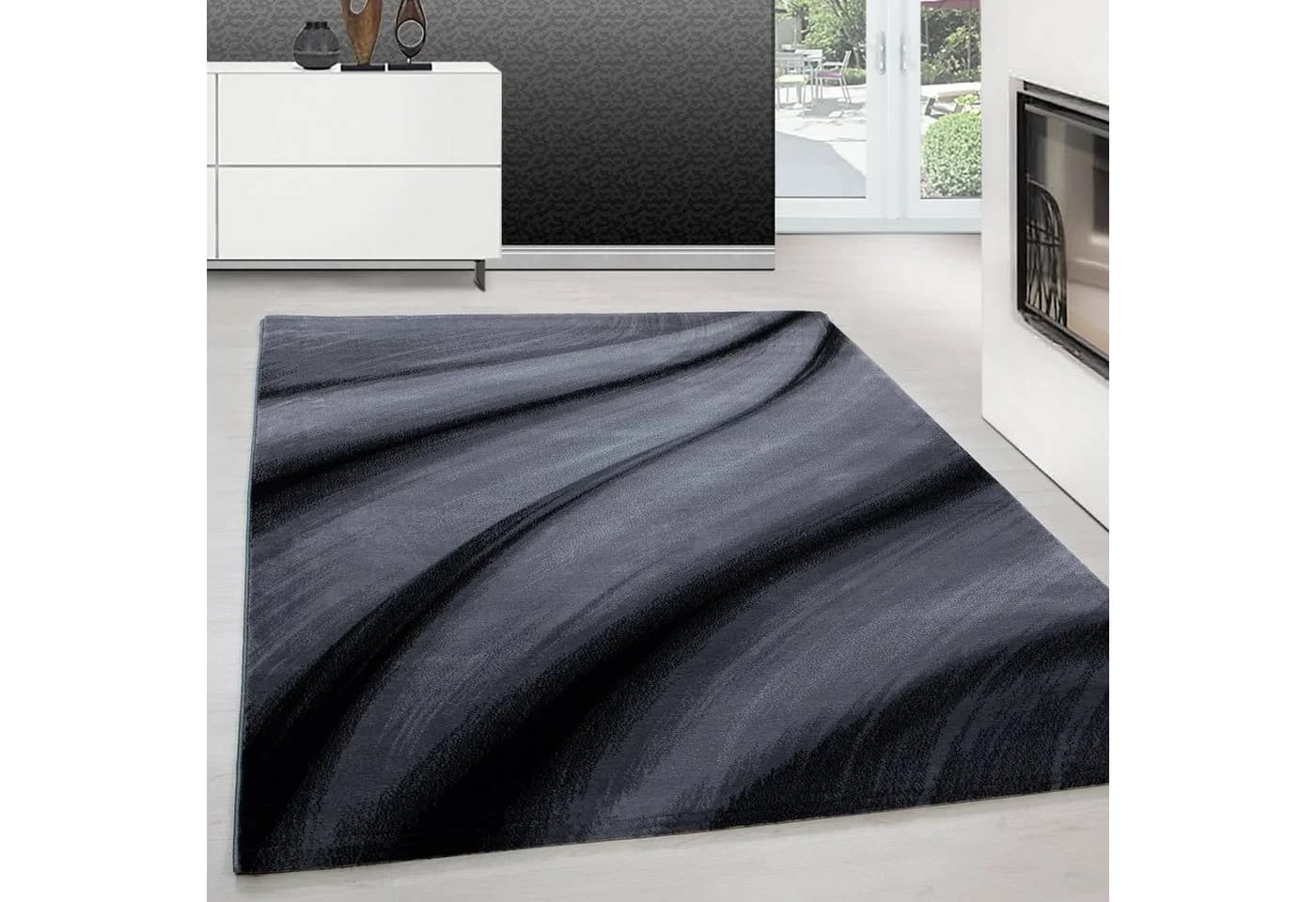 Teppium Teppich Abstrakt Wellen Design, Rechteckig, Höhe: 12 mm, Modern Kurzflor Teppich Wohnzimmer Abstrakt Wellen Design Pflegeleicht