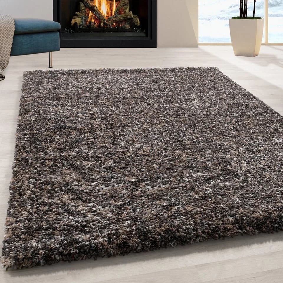 Teppium Teppich Meliert Design Braun Hochflor