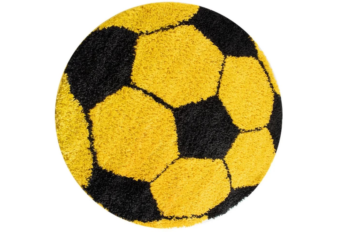 Carpettex Kinderteppich Fußball-Design Rund Hochflorig Gelb