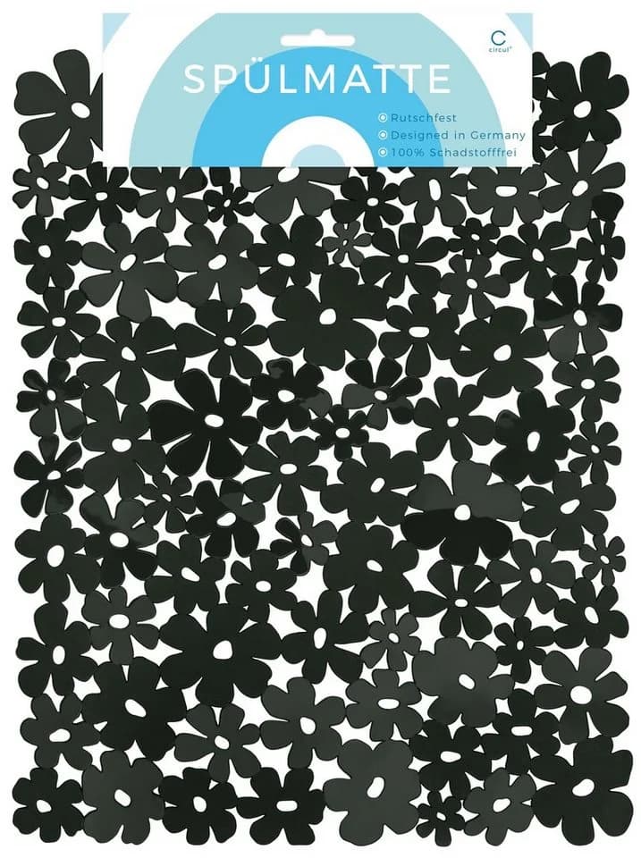 StickandShine Spülmatte 40x31 cm Blumenoptik Schwarz