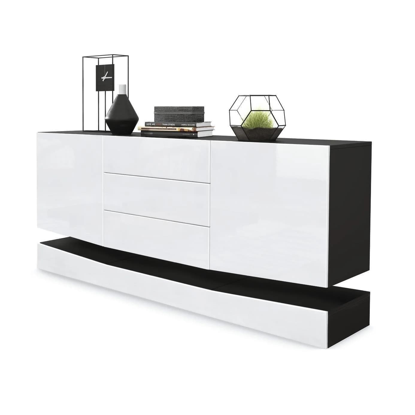 Vladon Sideboard City Fronten in Weiß Hochglanz