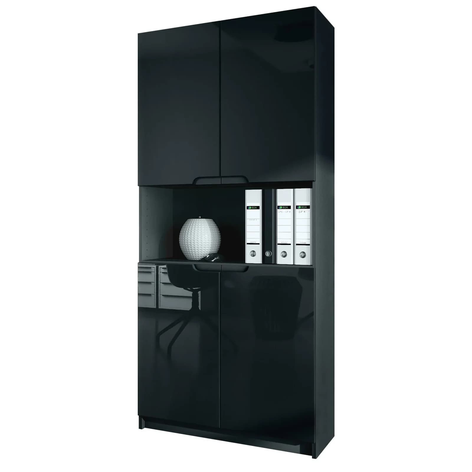 Vladon Aktenschrank Logan V2 Schwarz mit Soft-Close Funktion