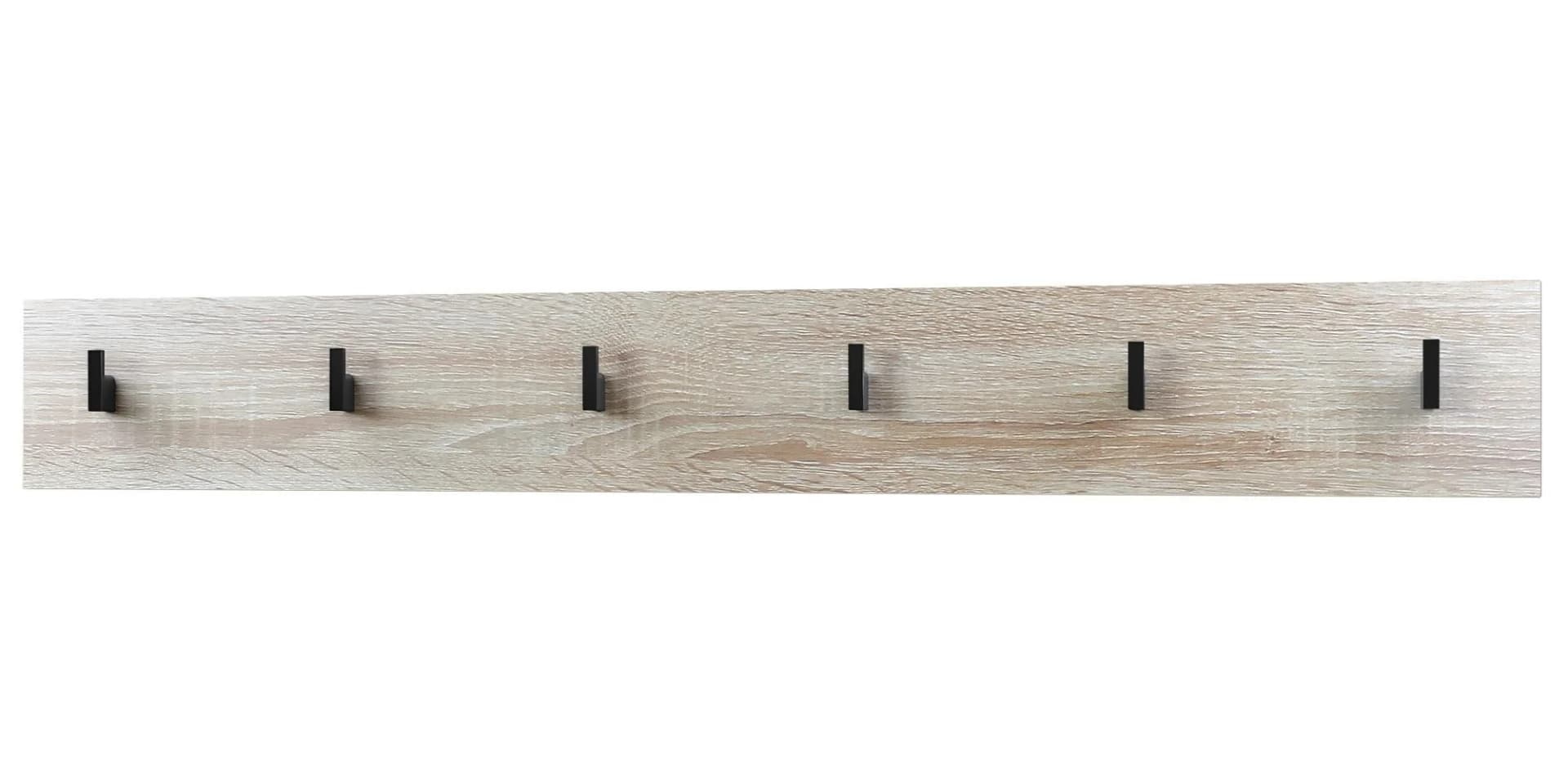 Vladon Garderobenpaneel Linea V1 Wandgarderobe mit 6 Haken Eiche sägerau