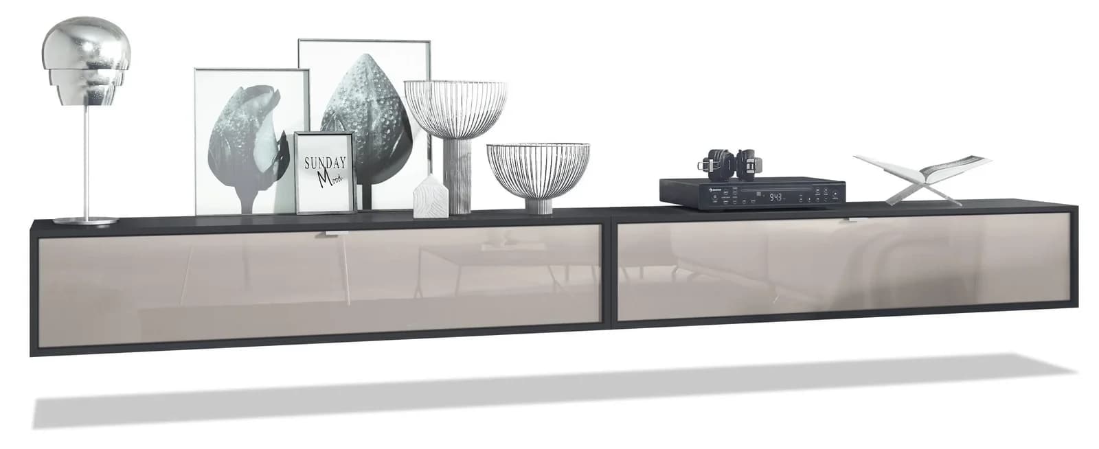 Vladon Lowboard Lana 1400 2er-Set TV-Kommode mit Klappe