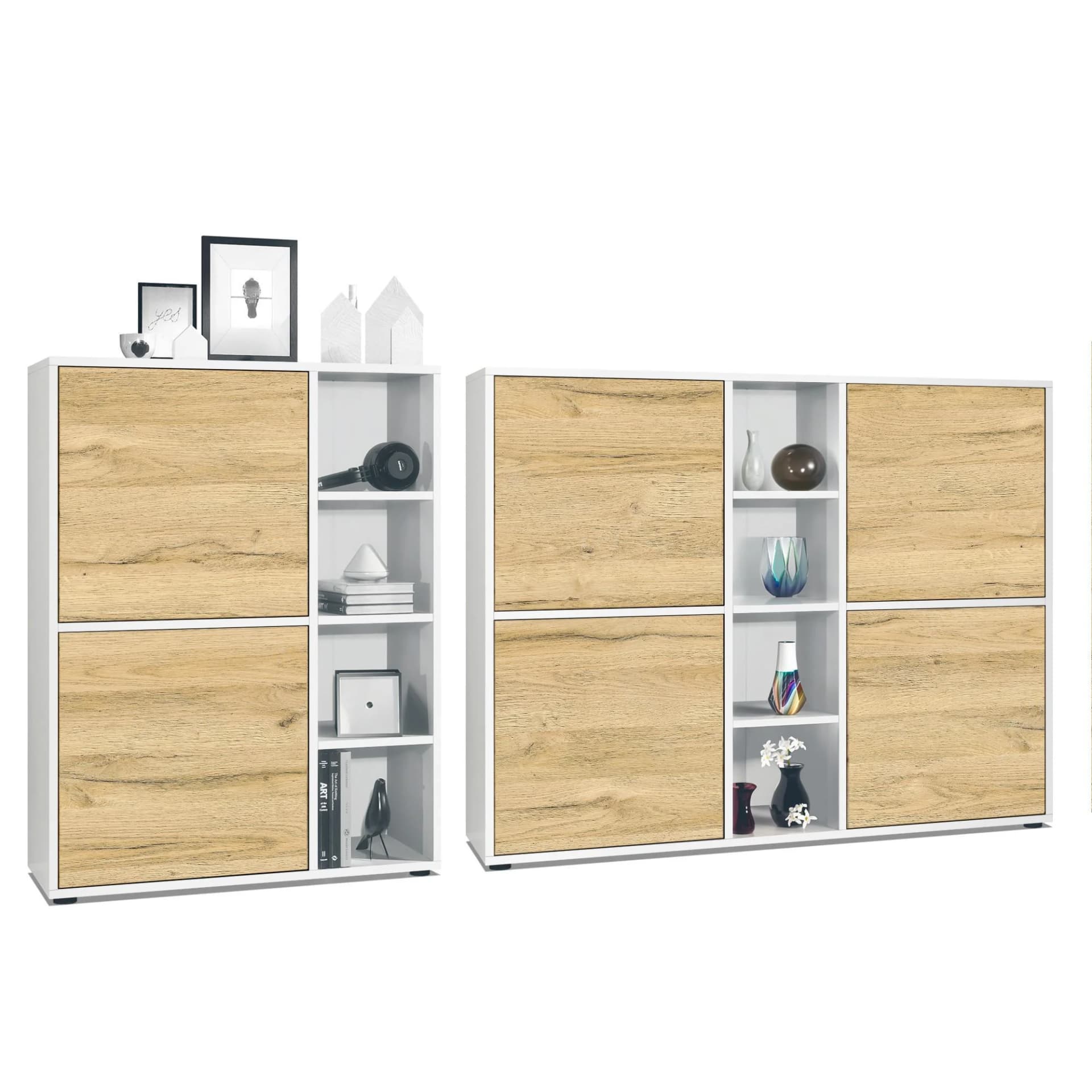 Vladon Wohnzimmer-Set Miami Eiche Natur Braun