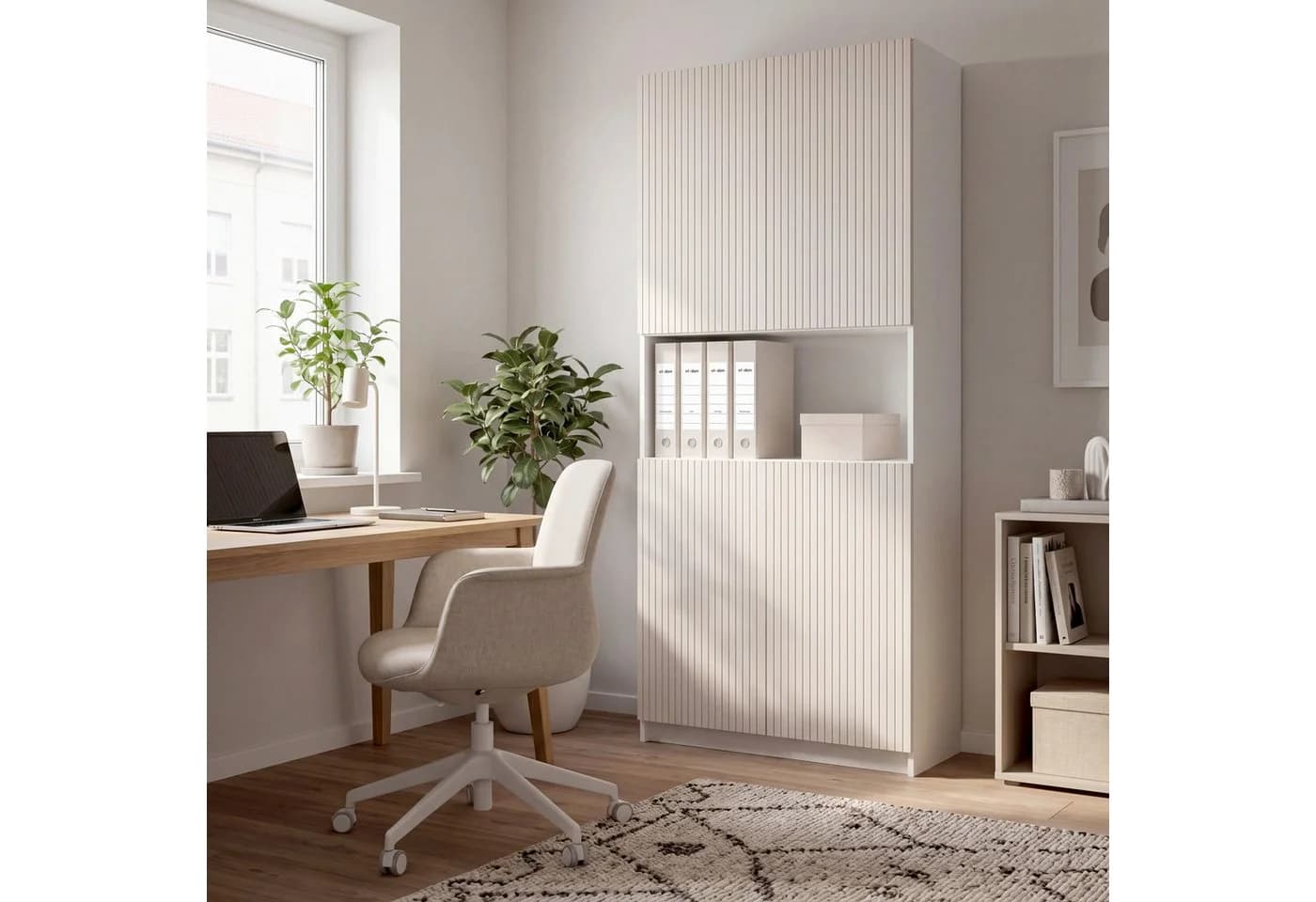 Vladon Aktenschrank Rivo Weiß matt/Cashmere mit Soft-Close