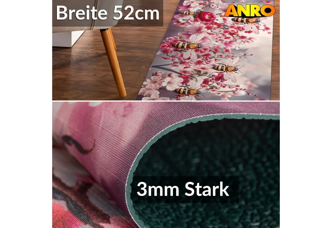 ANRO Küchenläufer GreenLine Sakura Rosa