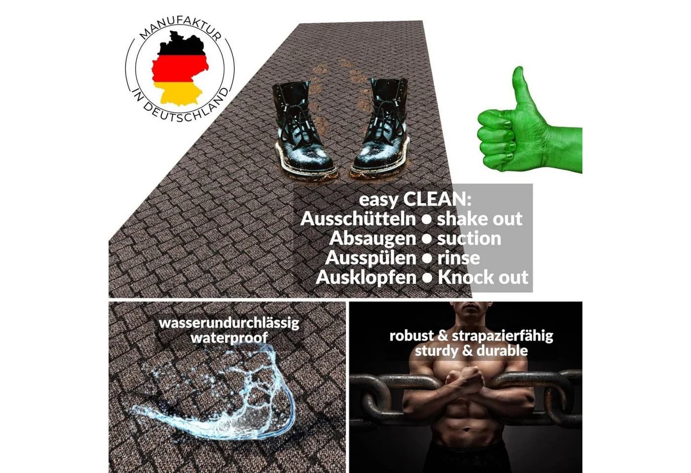 ANRO Schmutzfangläufer Braun 100 cm Breite Nadelvlies