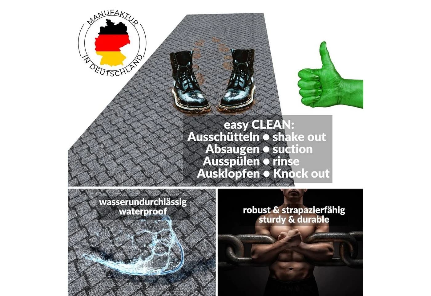 ANRO Schmutzfangläufer Grau 100 cm breit zuschneidbar