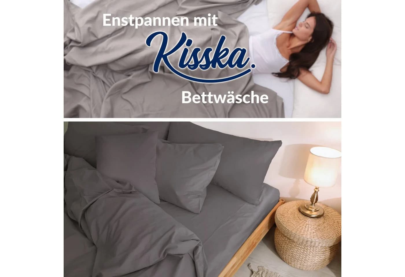 Kisska Kissenbezug LUNA 40x40 cm Baumwolle Dunkelgrau