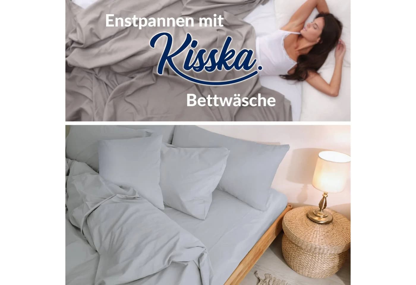 Kisska Bettbezug LUNA Hellgrau Baumwolle Atmungsaktiv