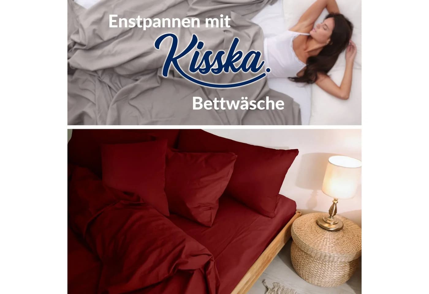 Kisska Bettbezug LUNA aus Baumwolle 155x220cm Bordeaux