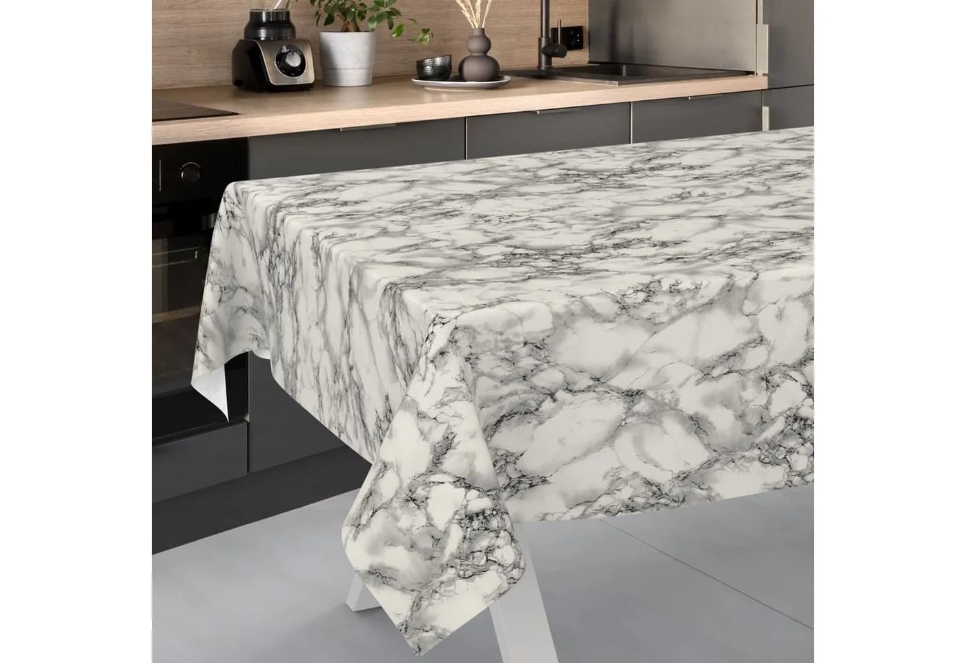ANRO Tischdecke Wachstuch abwaschbar Marmor Tischwäsche Naturel Grau 100x140cm