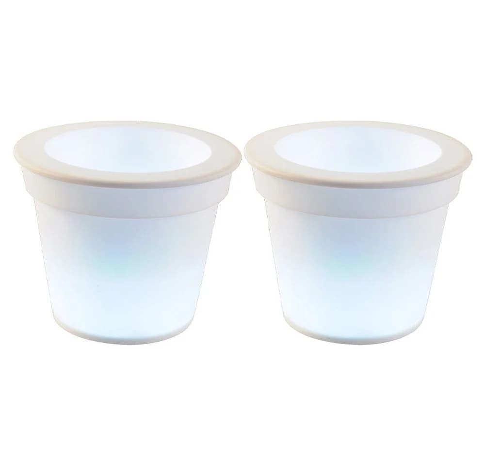 ETC-SHOP Solar LED Blumentopf Weiß 2er Set
