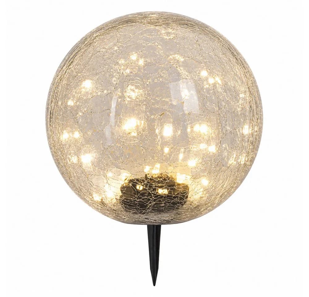 ETC-SHOP LED Kugelleuchte Solar Crackle Glas Warmweiß