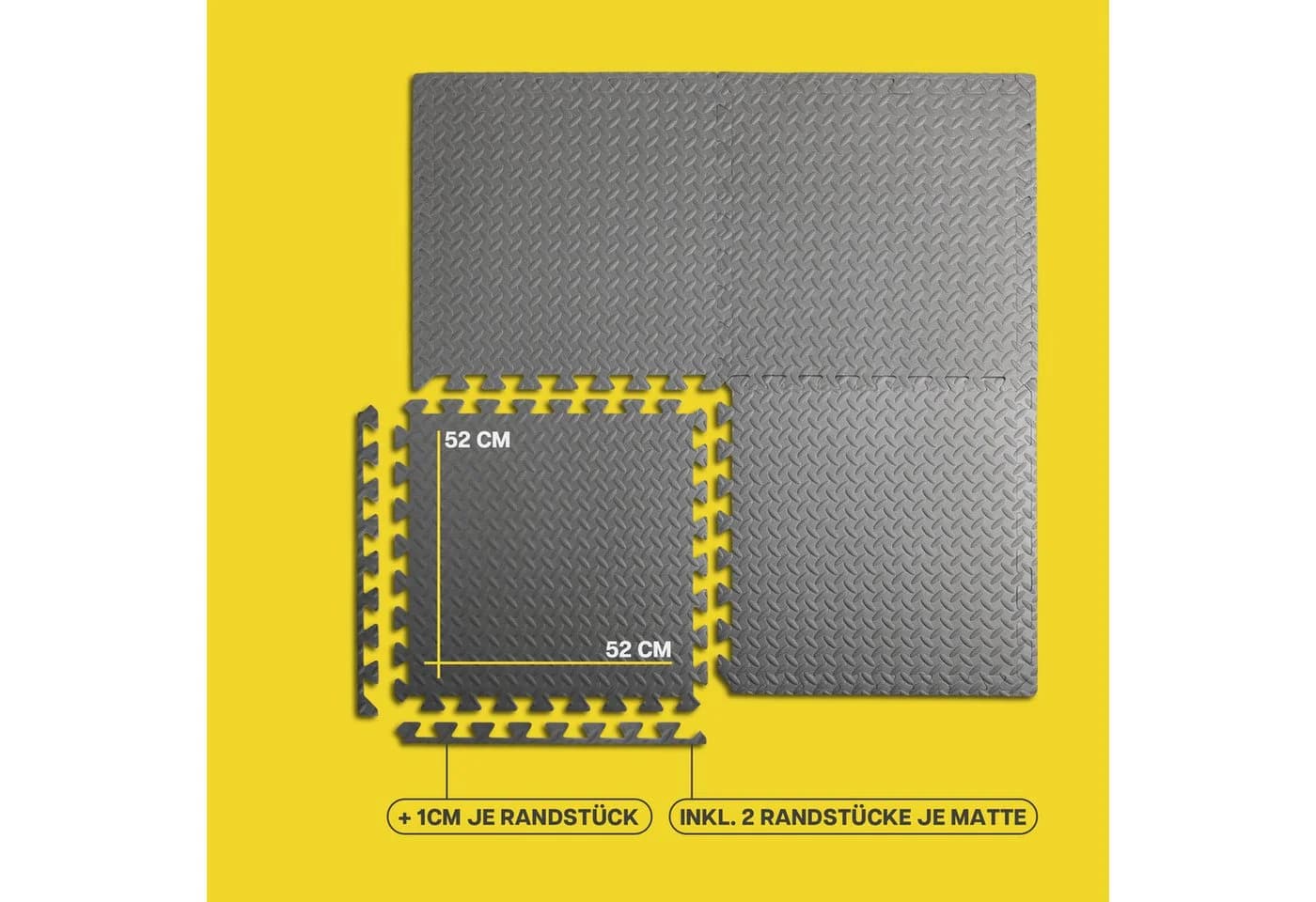 Bestlivings Bodenschutzmatte Puzzlematte Extra Dick, 4,32 qm, 16-St., 52cm x 52cm x 1,2cm, Schutzmatten - Gymnastikmatte Modular und Flexibel erw. Unterlegmatte