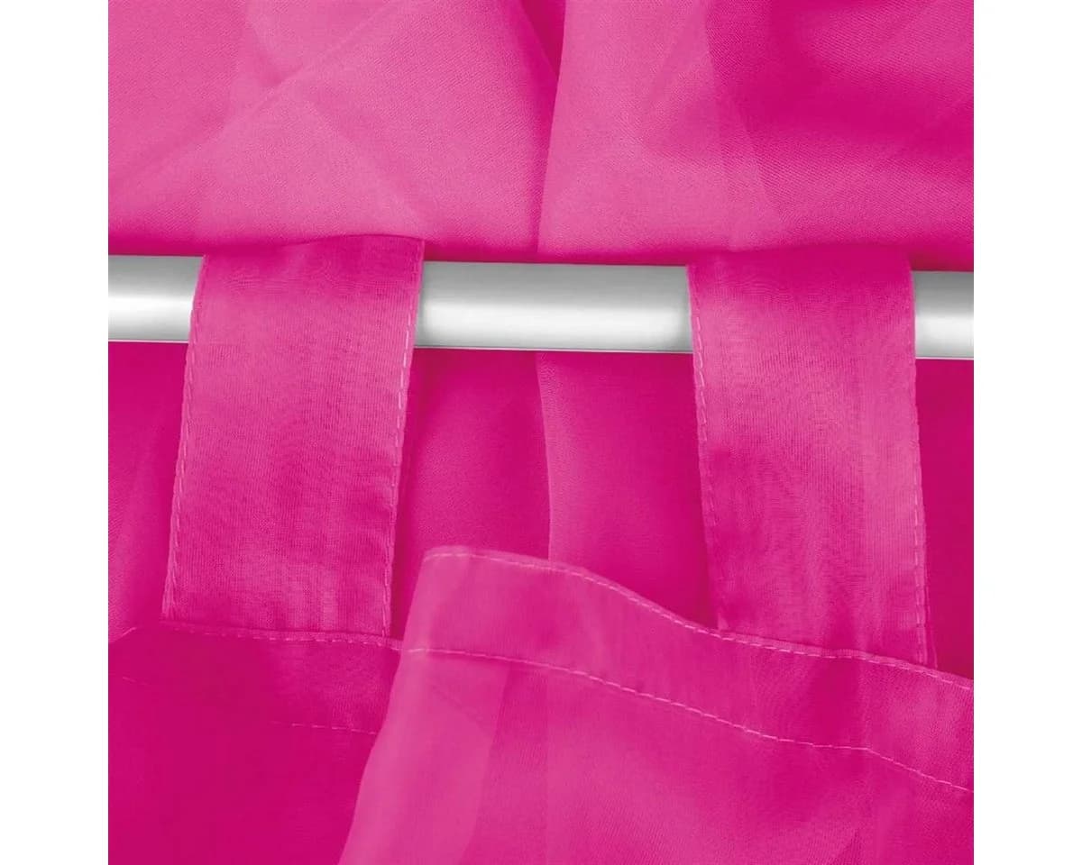 Bestgoodies Vorhang mit Schlaufen Rosa Transparent Voile Bistrogardine