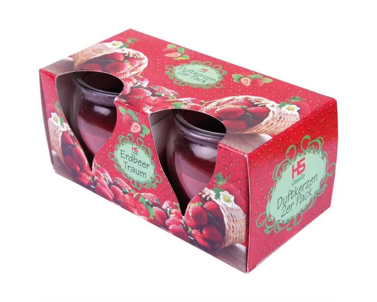 HS Candle Duftkerze Creation 2-tlg. Rosa Erdbeer Traum Glas