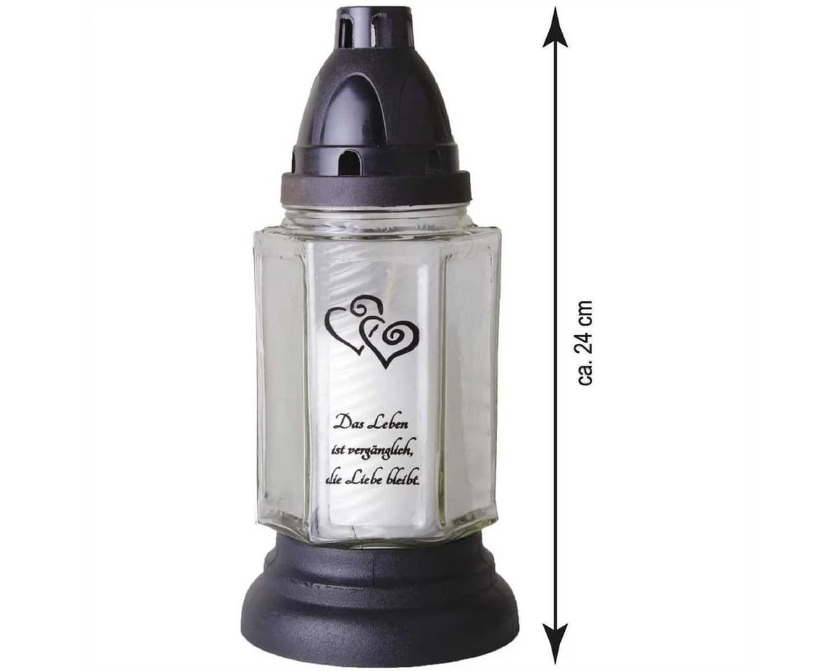 HS Candle Grablaterne 6eckig Weiß mit Motiv und Spruch