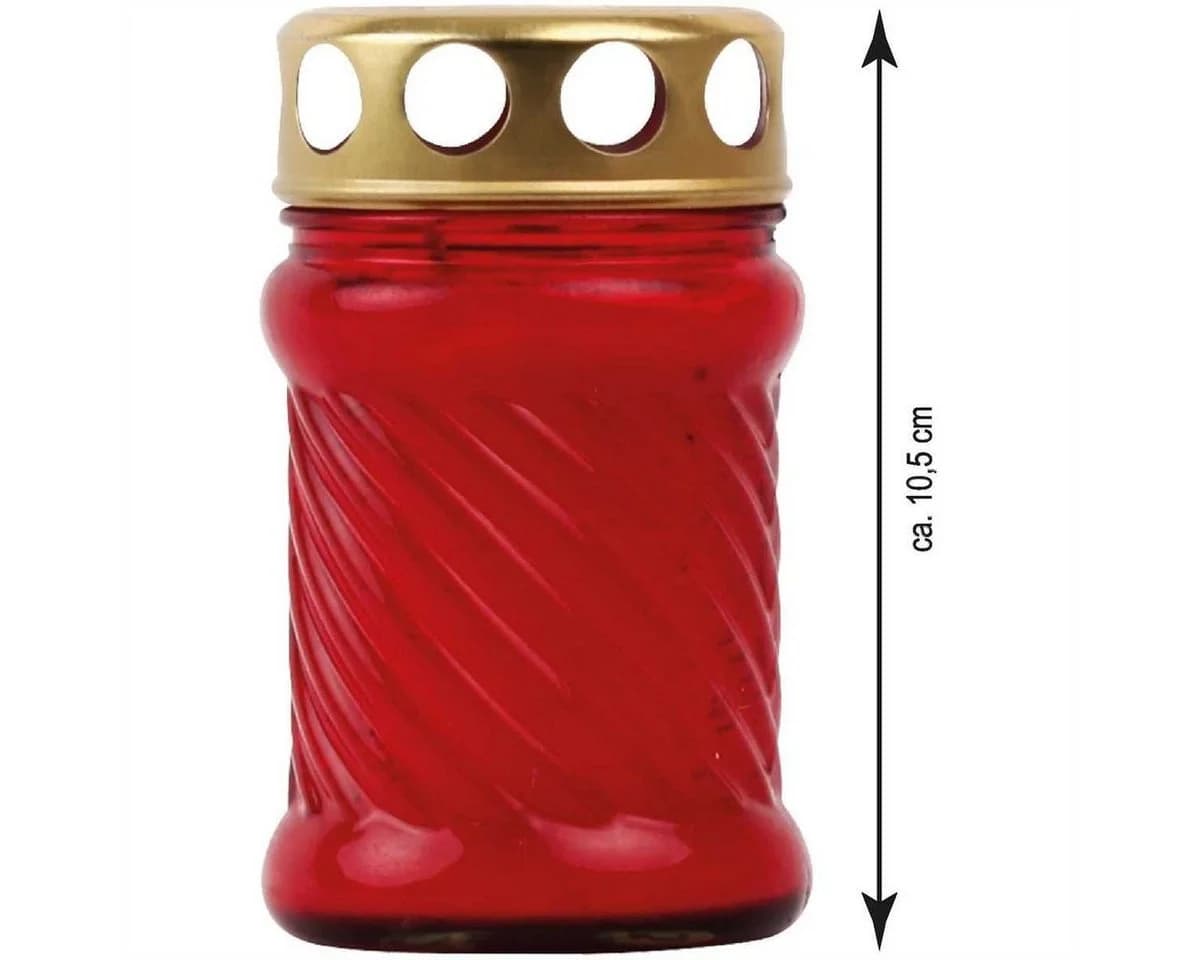 HS Candle Grabkerze Rot Glas Rillenoptik befüllt