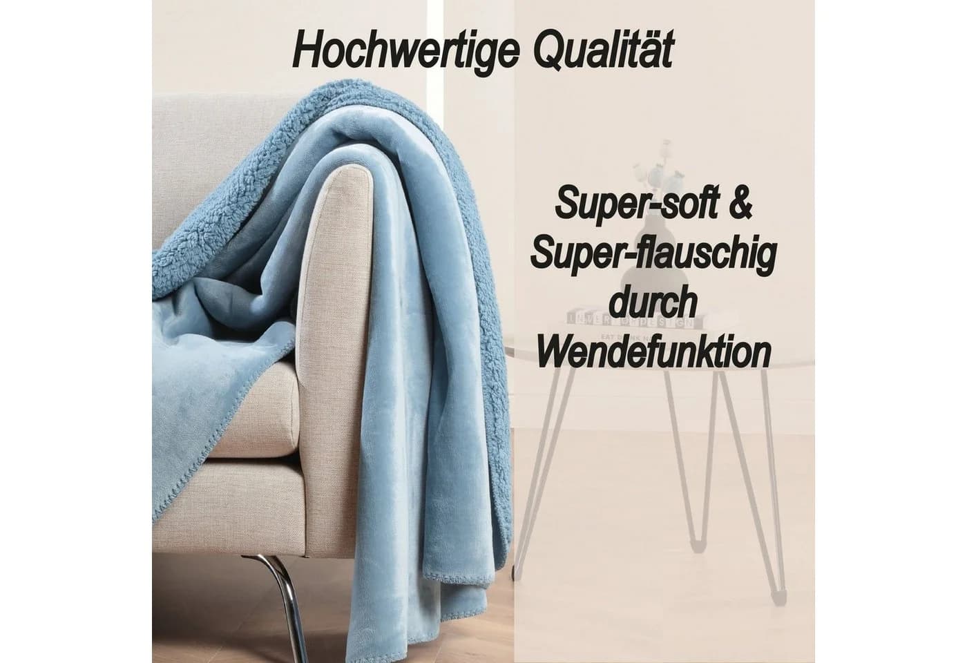 Bestlivings Wohndecke Teddy Fleece Schwarz Wendedecke Flanell Sherpa