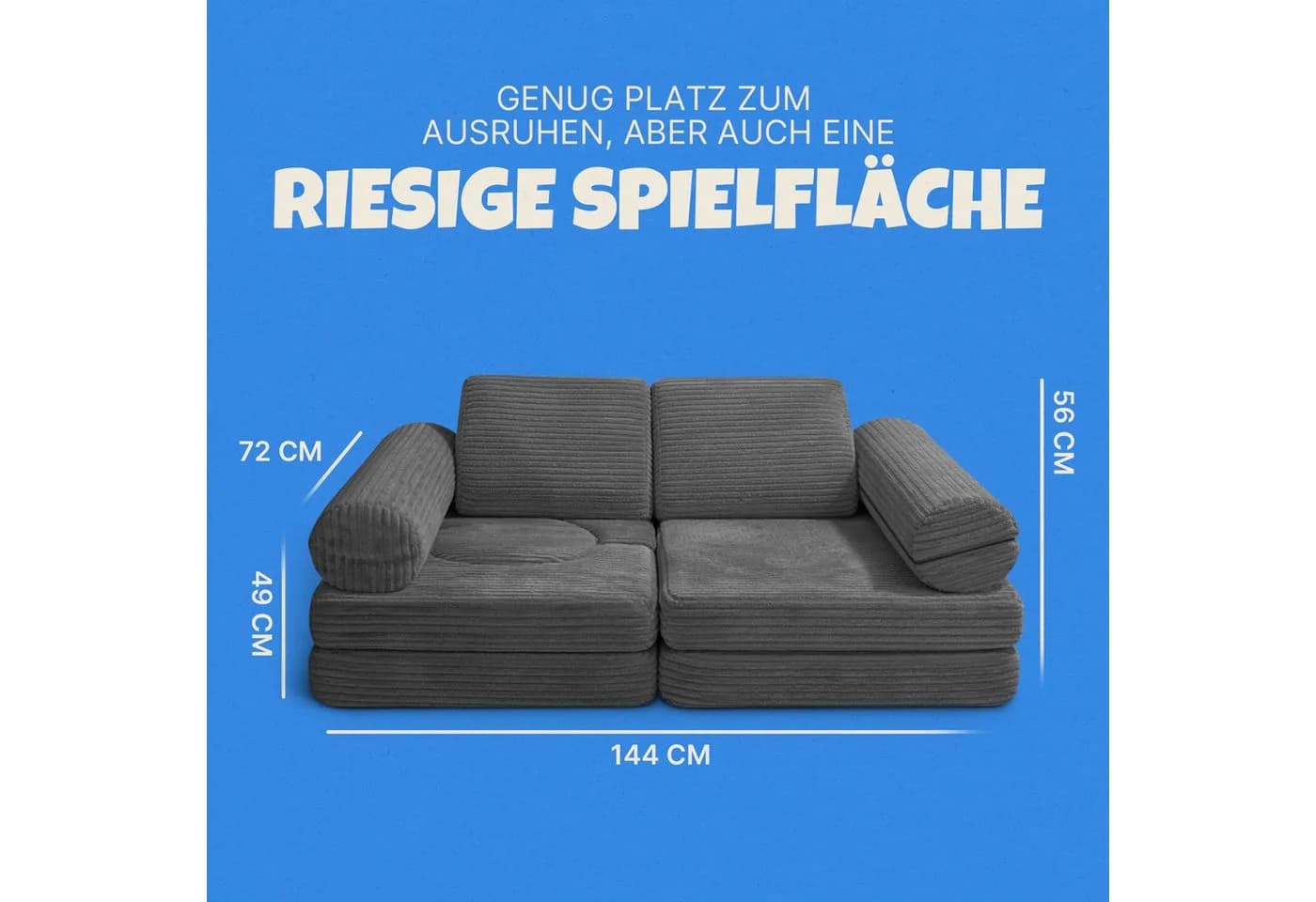 Bestlivings Kindersofa modulares Spielsofa 11-teilig Cord