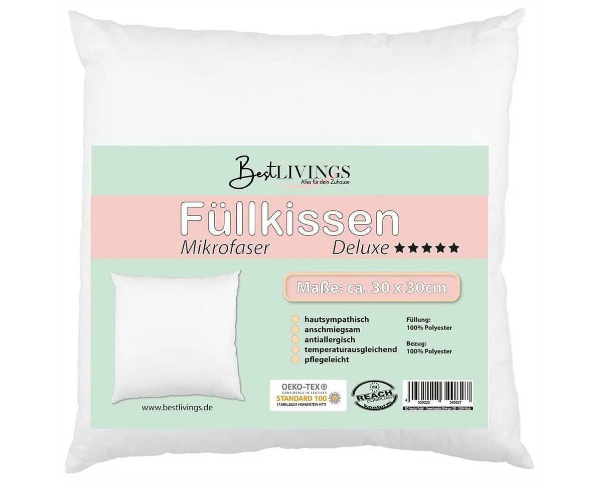Bestlivings Dekokissen Inlett Weiß Mikrofaser Deluxe