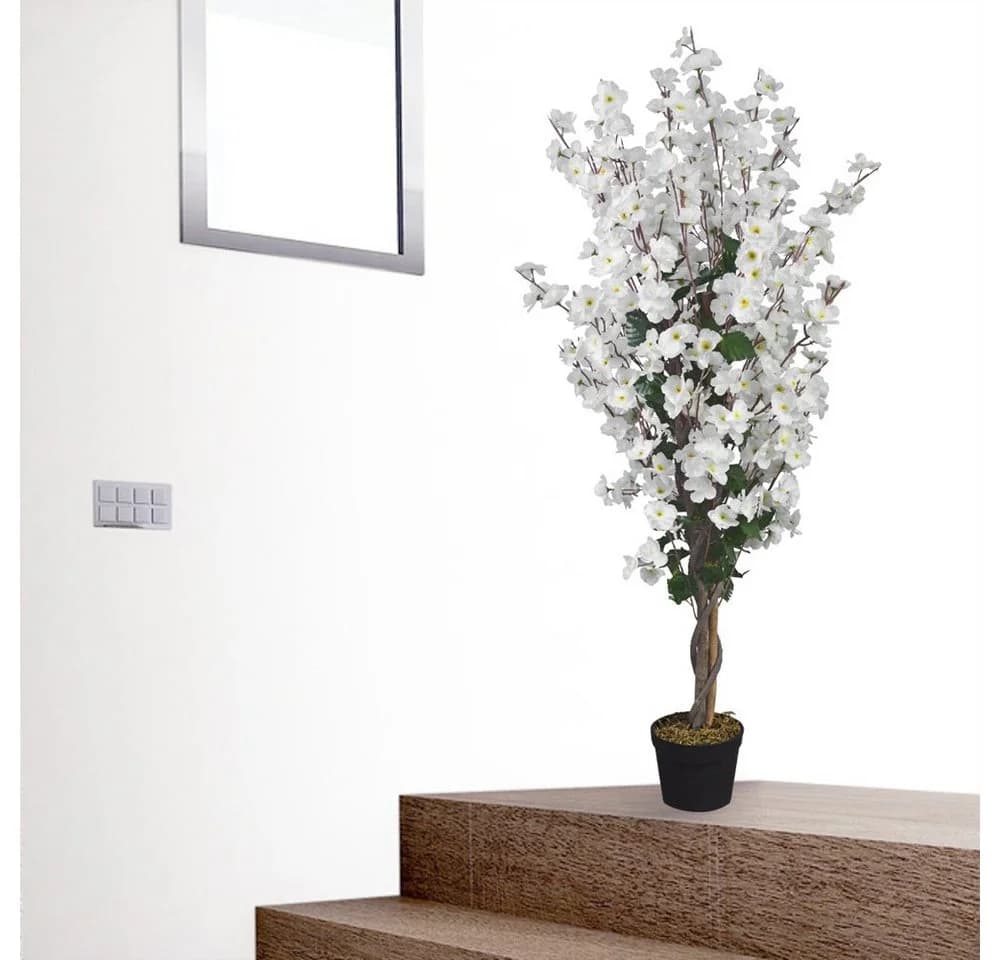 Decovego Kunstbaum Kirschbaum 120 cm Grüne Zimmerpflanze