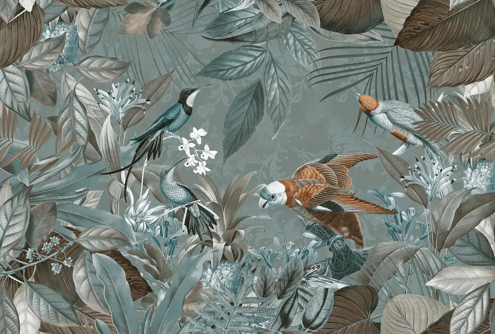 Livingwalls Fototapete ARTist Tropical Jungle Grün/Orange Vlies