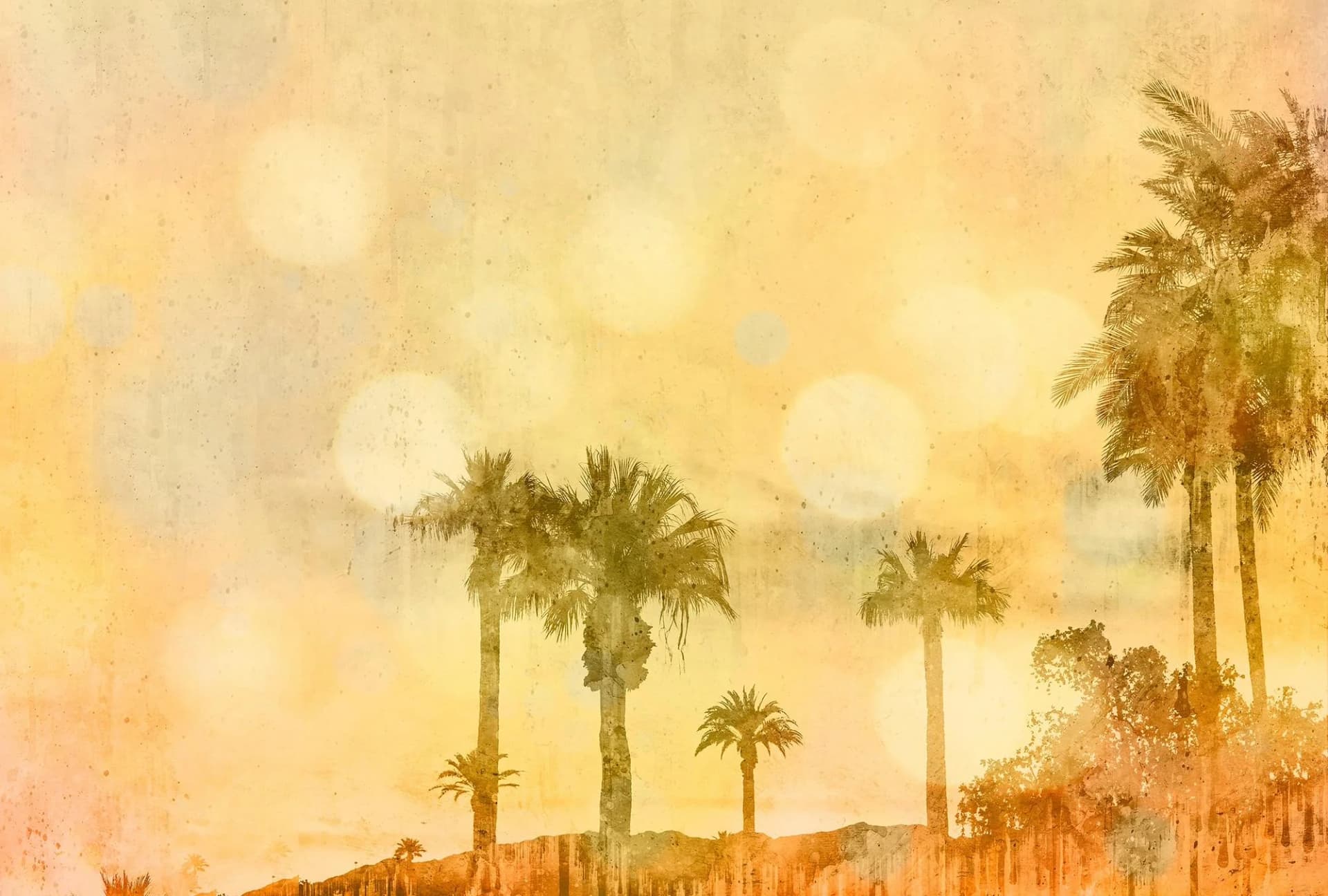 Fototapete LIVING WALLS ARTist Palm Oasis Gelb Orange