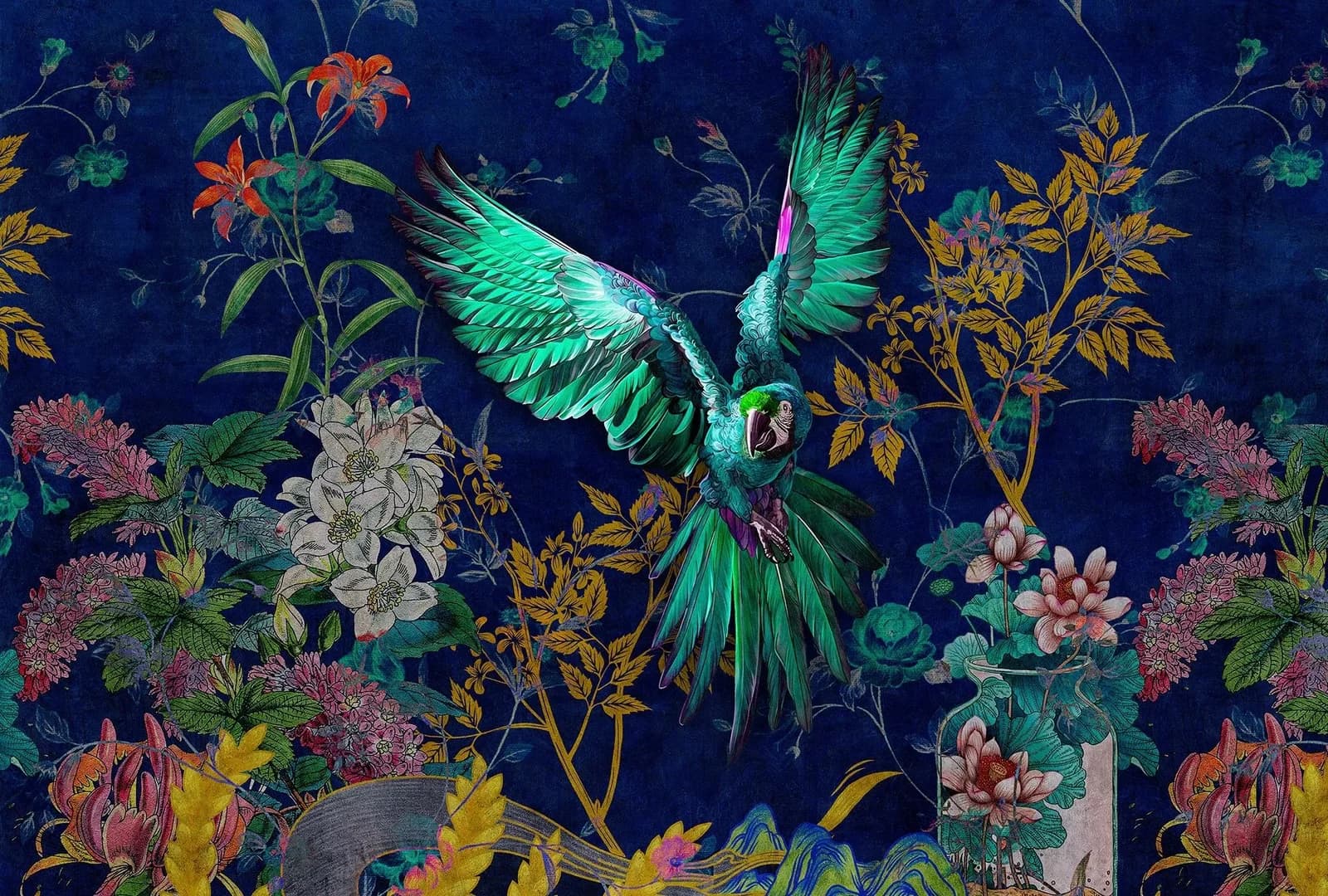 Livingwalls Fototapete Tropical Hero Blau Vlies