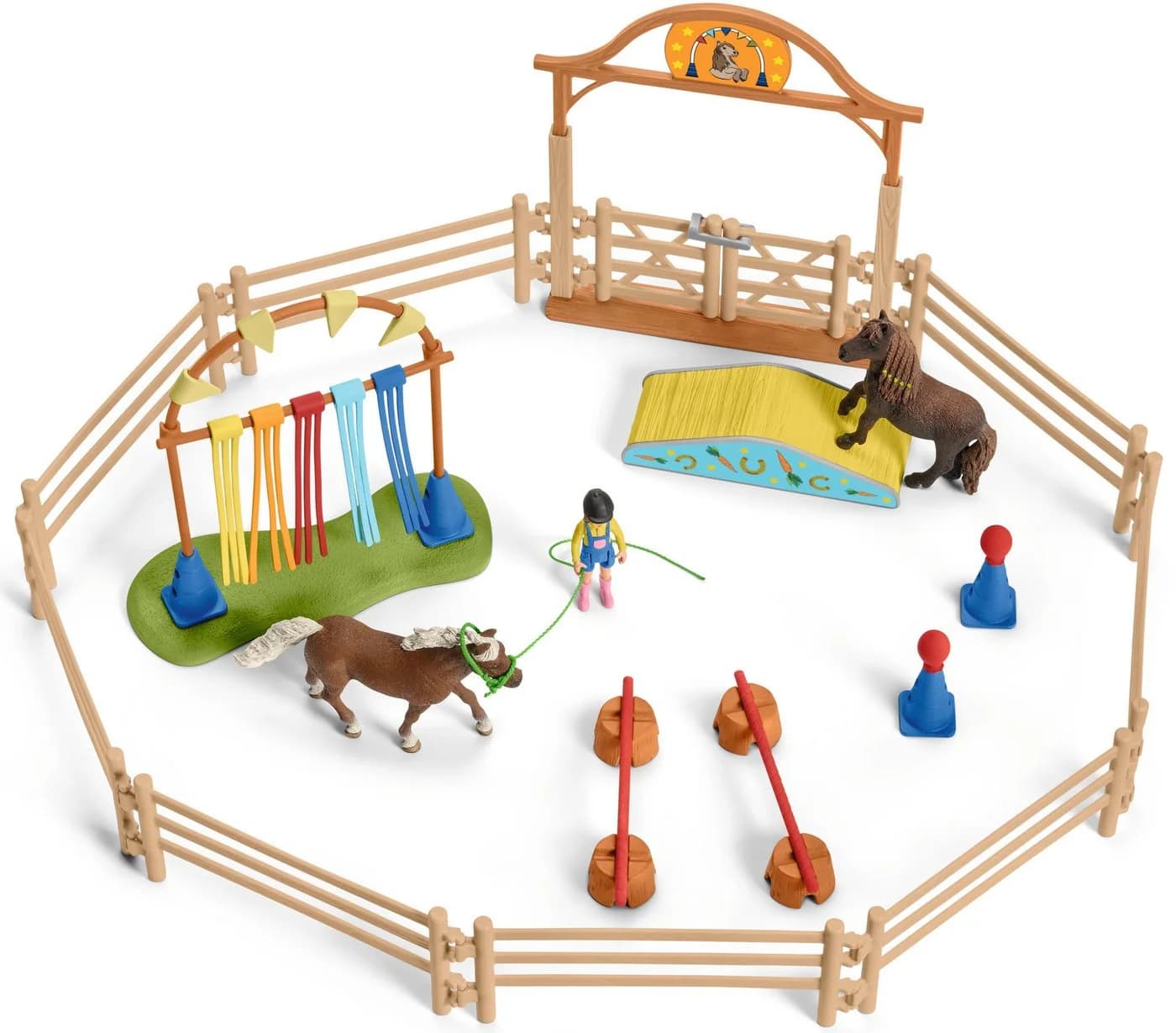 Schleich Farm World Pony Agility Training Set Bunt