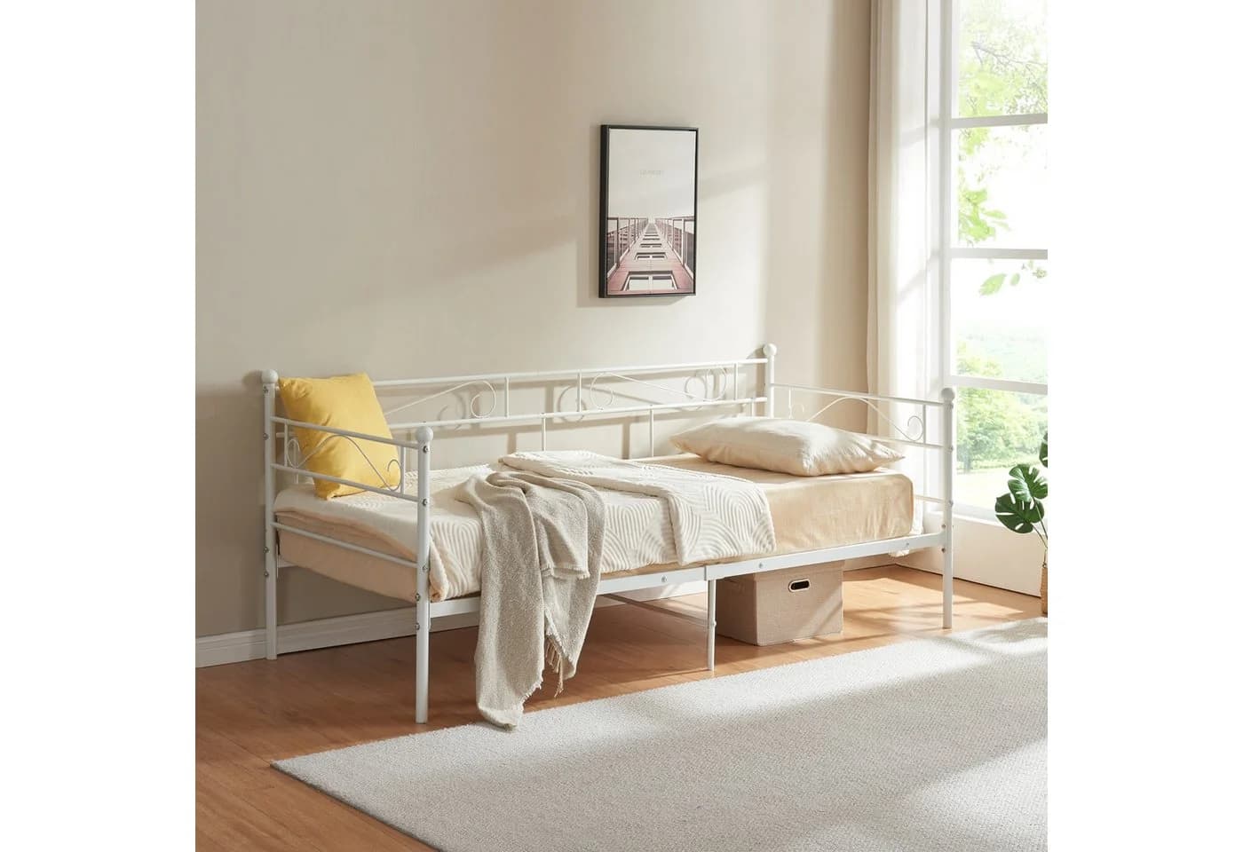 en.casa Metallbett »Trerunta« Stahl Weiß
