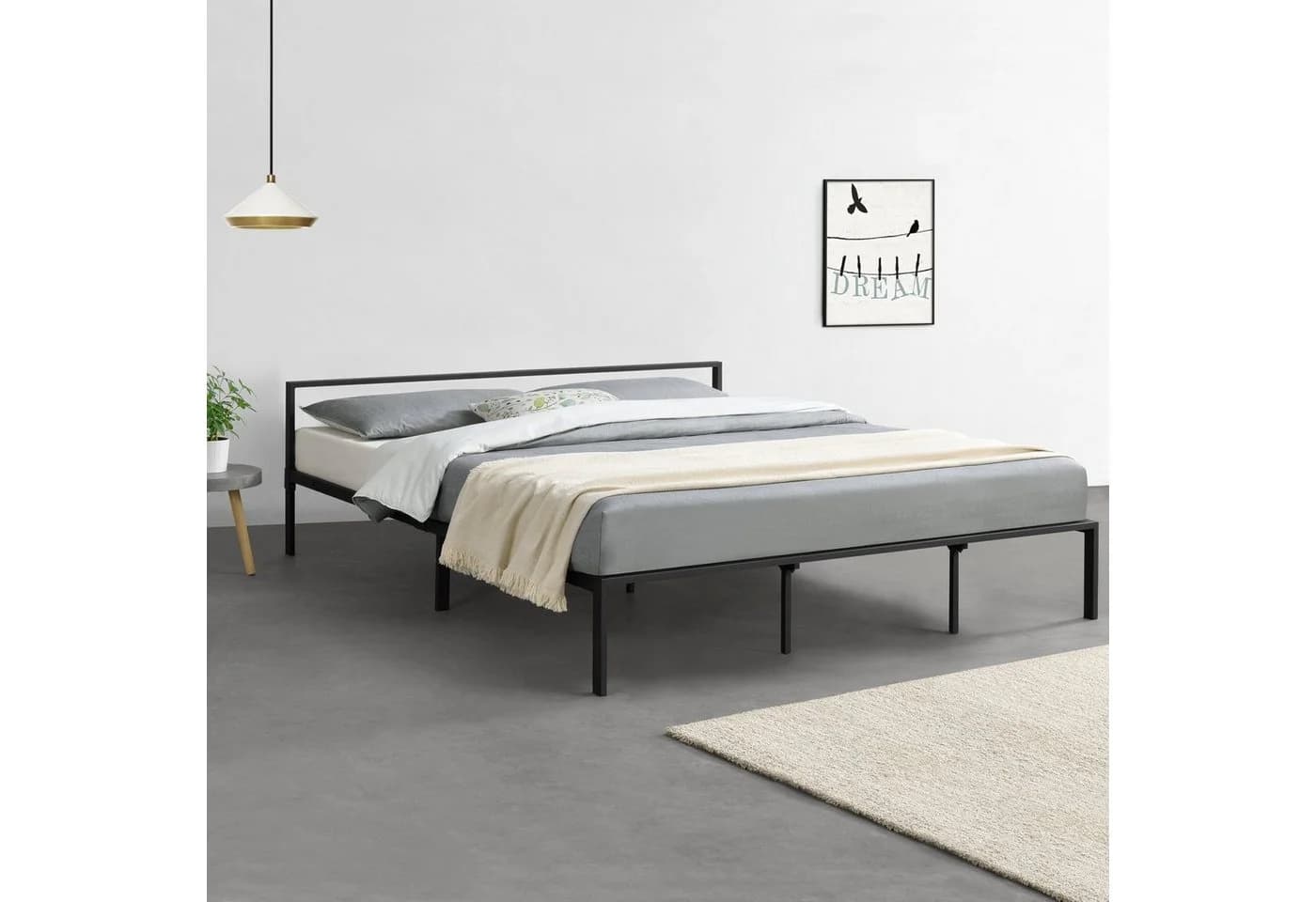 en.casa Metallbett »Imatra« Stahl Schwarz