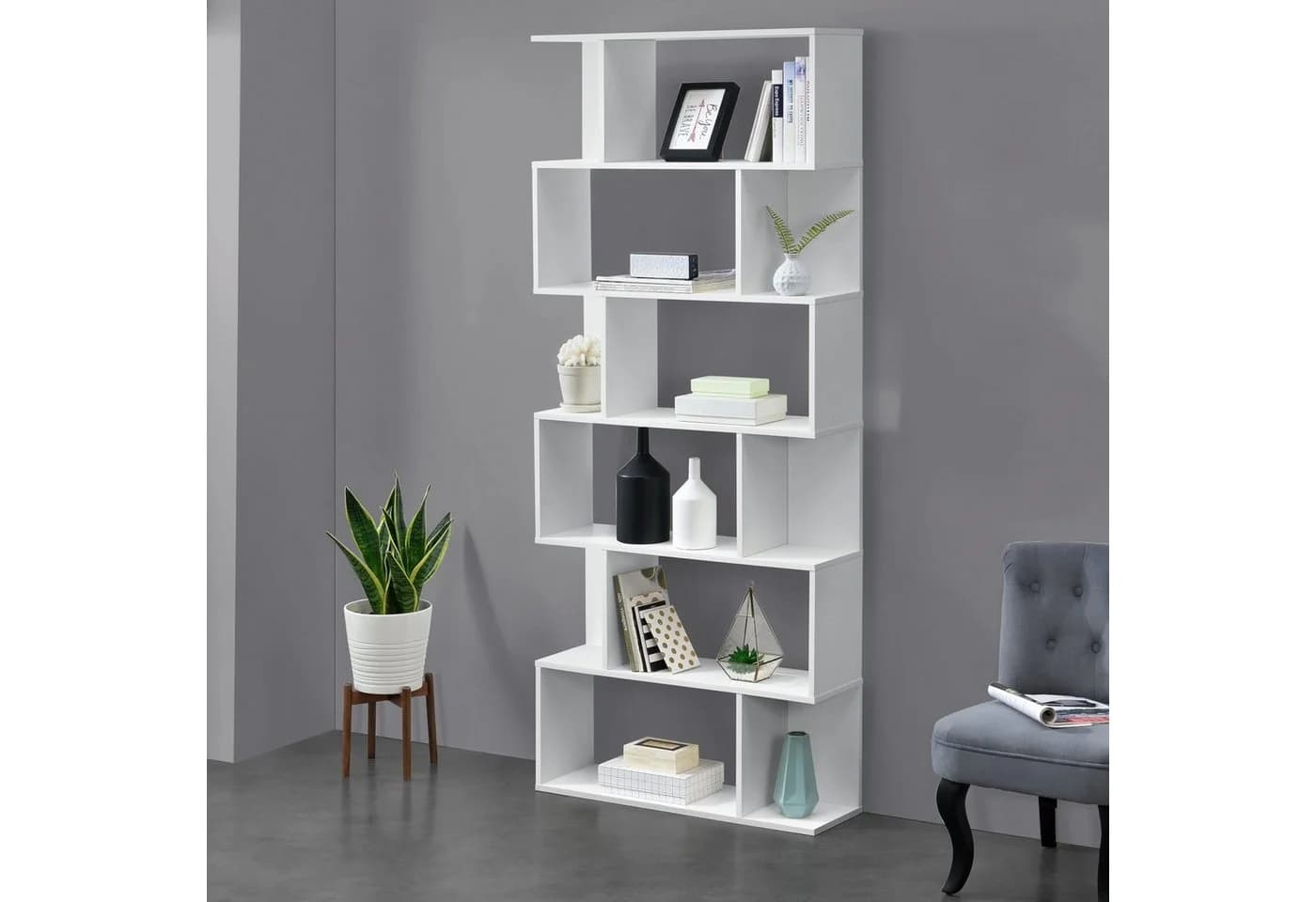 en.casa Bücherregal Borrby Standregal Weiß Modern