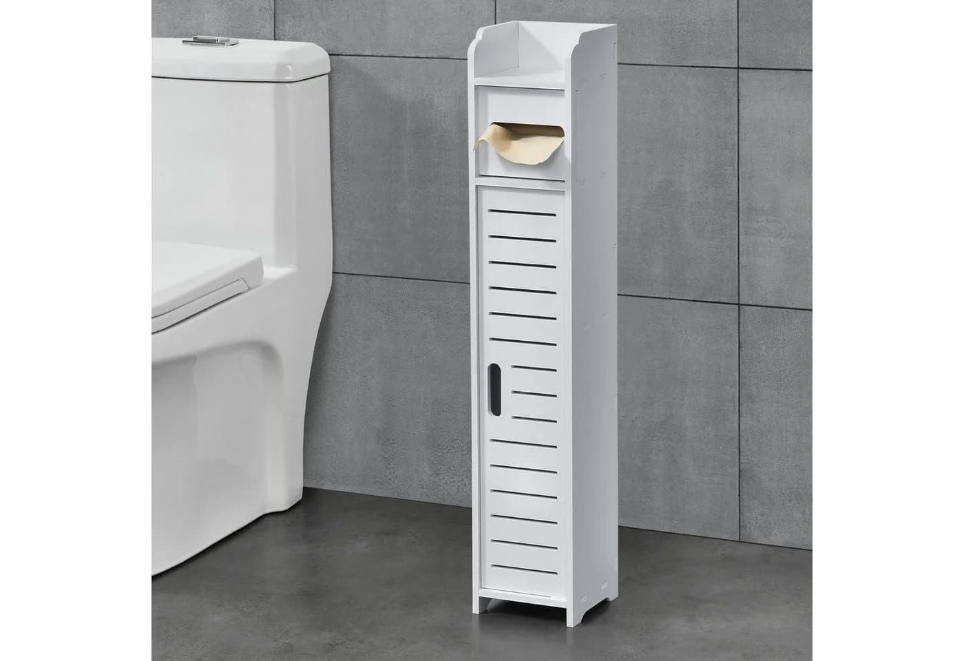 en.casa Toilettenpapierhalter »Leoben« Badregal mit Ablagefach Badschrank weiß