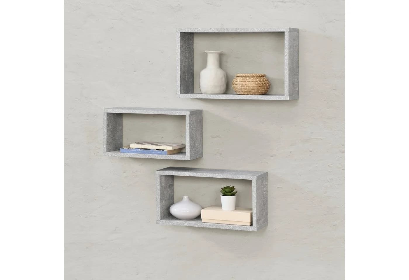 en.casa Wandregal »Mandal« 3-teilig Betonoptik