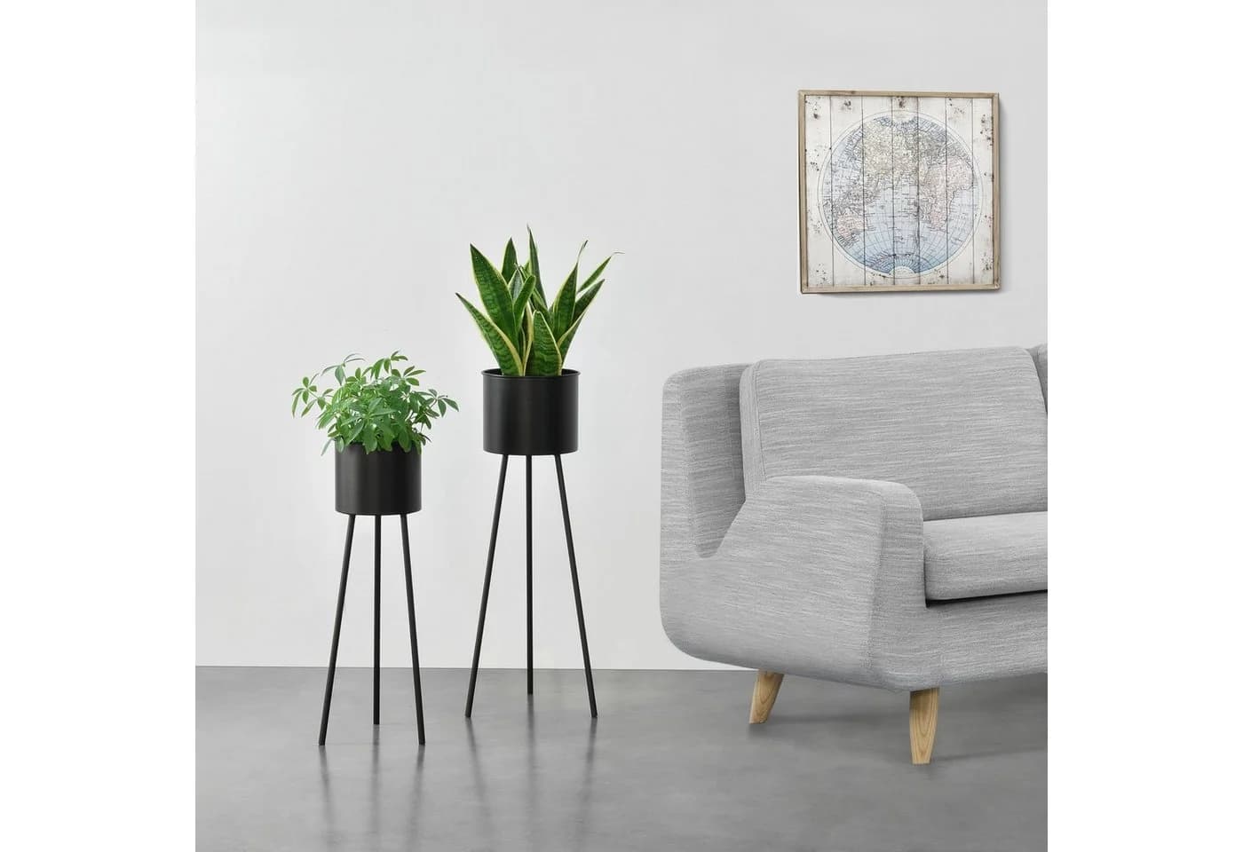 en.casa Blumenständer 2er Set Dalhem Metall Schwarz