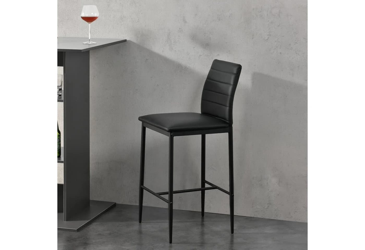 en.casa Barhocker Set 2er Schwarz PU-Kunstleder