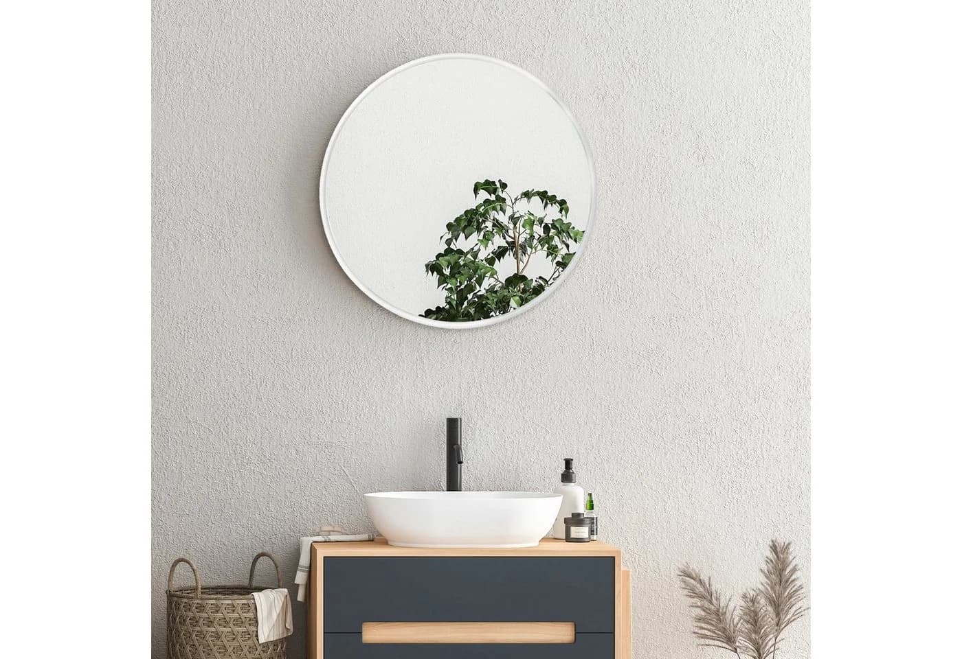 en.casa Wandspiegel Ordona 50 cm Weiß Matt