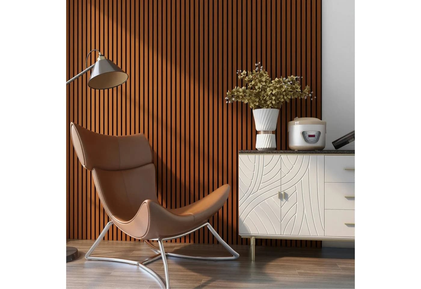 neu.holz 3D Wandpaneel Vang Akustik 4er Set Teak