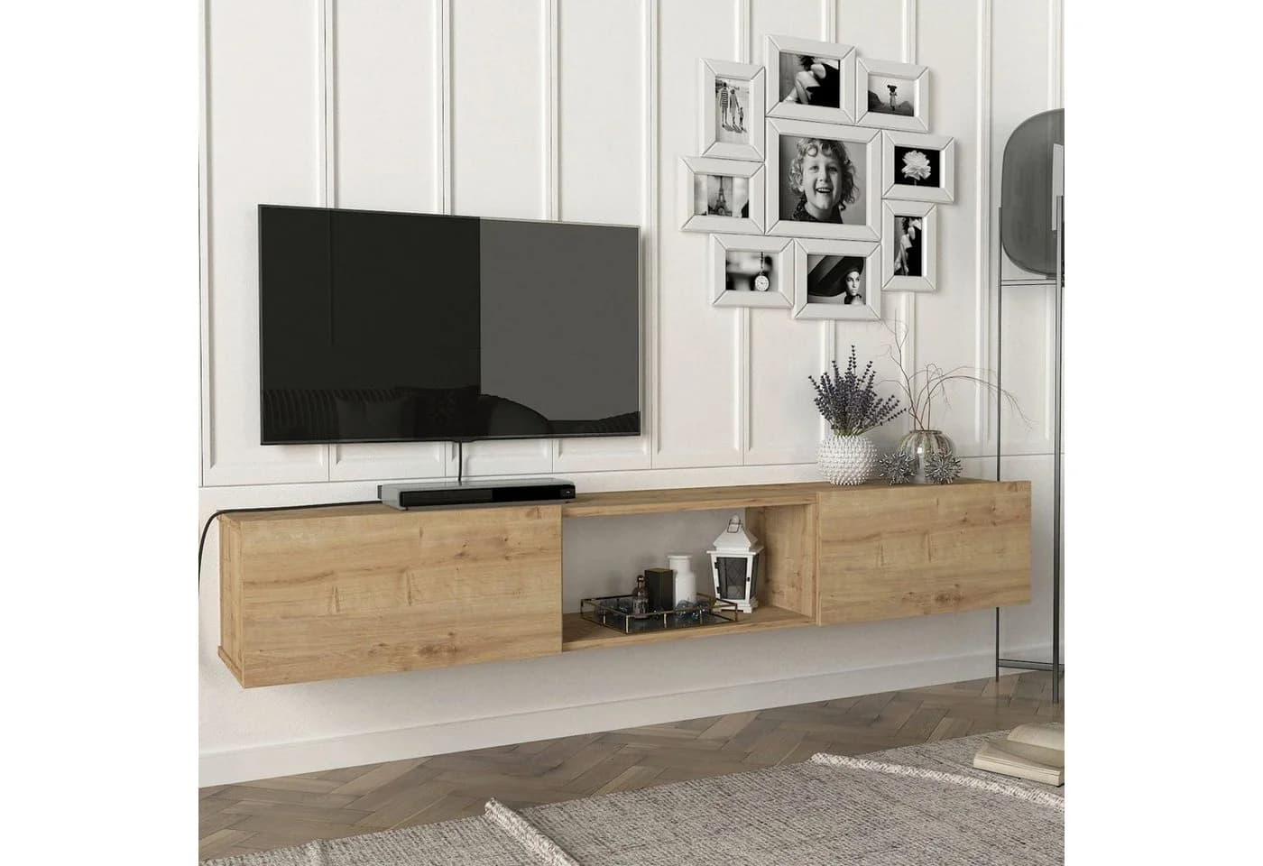 en.casa Lowboard Paltamo Fernsehschrank Eicheoptik Modern