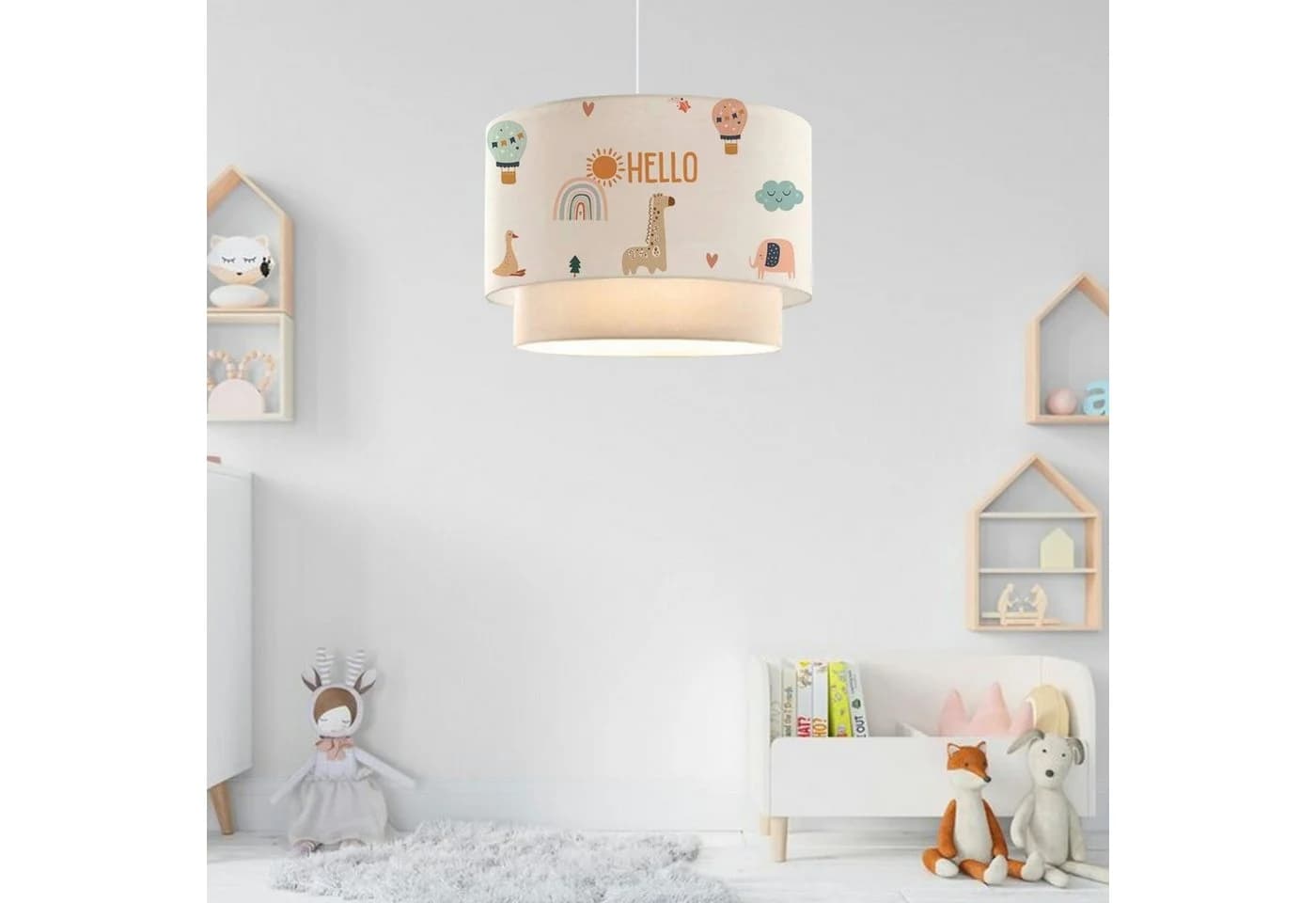 lux.pro Pendelleuchte Kinderzimmer Giraffe Höhenverstellbar Weiß