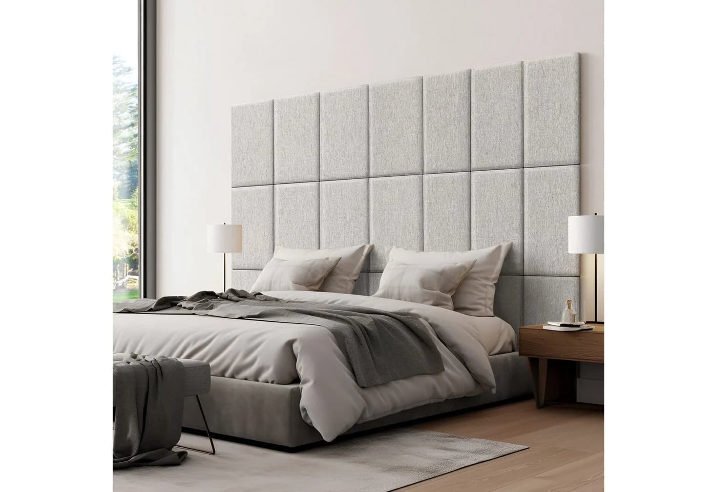 neu.haus Wandkissen Set 3-tlg. Carpino Grau Textil Wandpolster