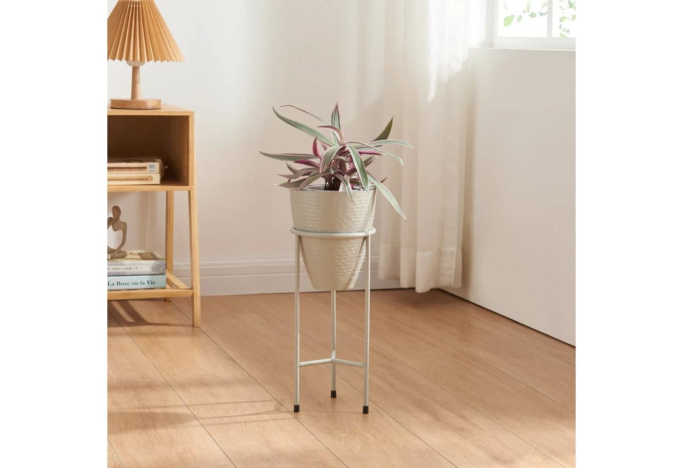 en.casa Blumenständer Asten Metall Hellgrau